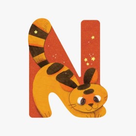 Lettre chat N (orange)