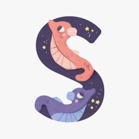 Lettre hippocampes S (violet)