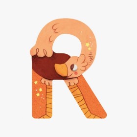 Lettre autruche R (orange)