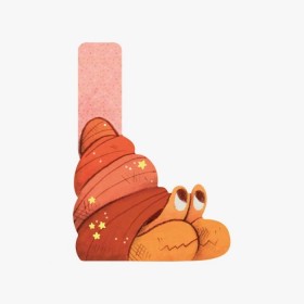Lettre escargot L (rose)