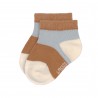 Socquettes assorties GOTS - Bleu/caramel T 23-26 (Lot de 3)