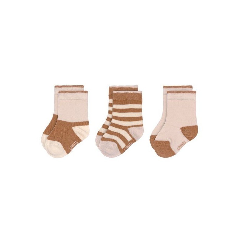 Chaussettes assorties GOTS - Rose poudré/caramel T 15-18 (Lot de 3)