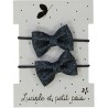 Élastiques mini papillon - Glitter bleu (paire)