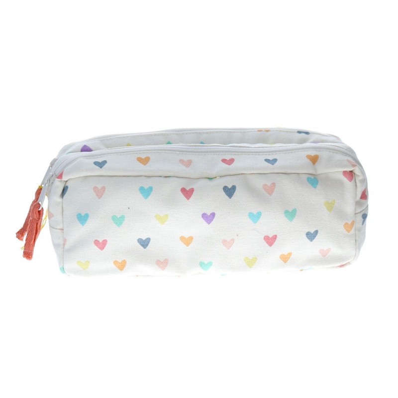 Trousse double zip Coeurs multicolores Trousse double zip Coeurs multicolores
