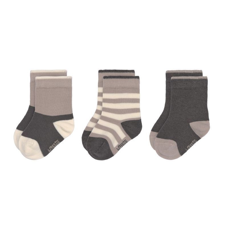 Chaussettes assorties GOTS - Anthracite/taupe T 15-18 (Lot de 3)