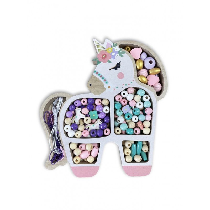 Coffret de perles en bois Licorne Coffret de perles en bois Licorne