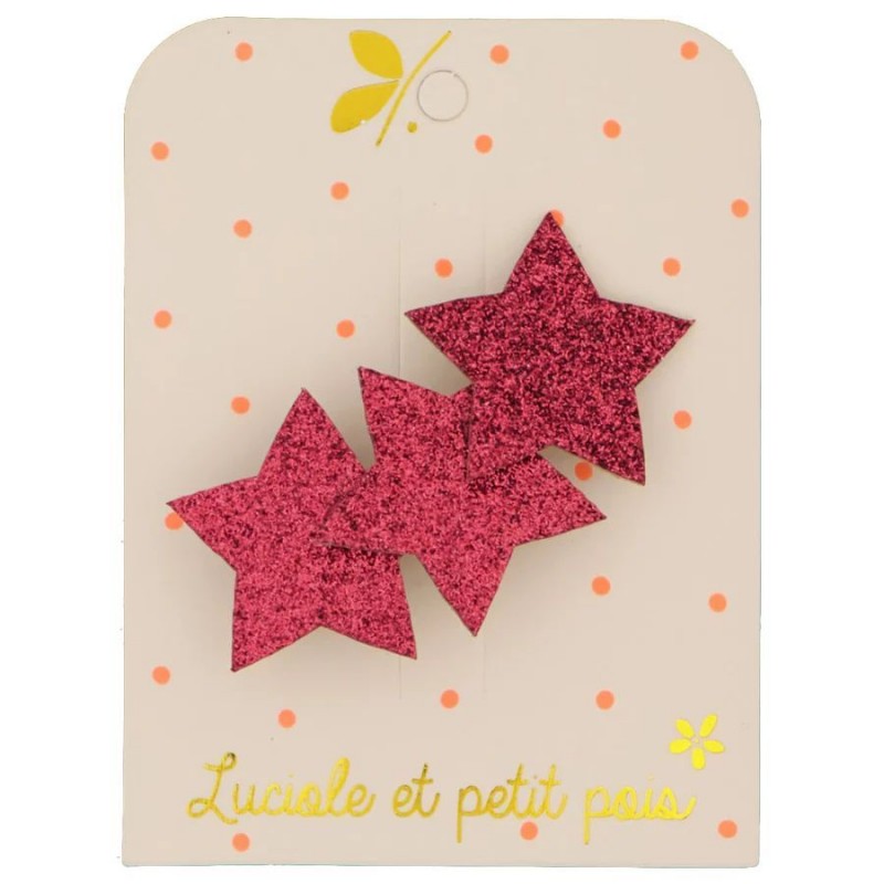 Barrette trois étoiles - Framboise