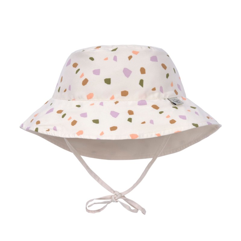 Chapeau anti-UV réversible - Galets multicolores blanc cassé