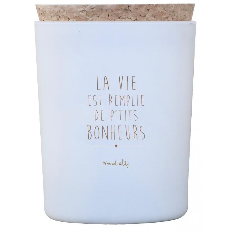 Bougie parfumée La vie est remplie de p'tits bonheurs - Fleur de coton Bougie parfumée La vie est remplie de p'tits bonheurs - Fleur de coton