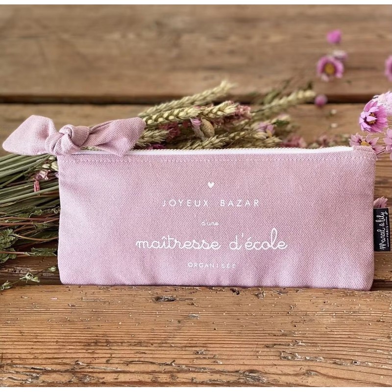 Trousse vieux rose - Maîtresse d'école Trousse vieux rose - Maîtresse d'école