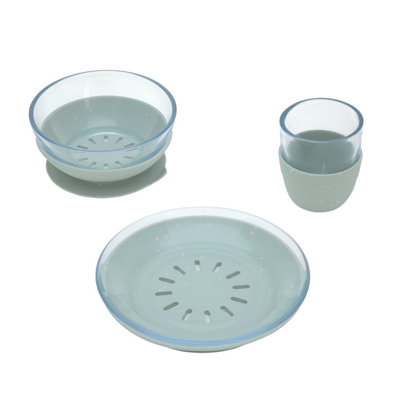 Coffret repas en verre - Silicone gris Coffret repas en verre - Silicone gris