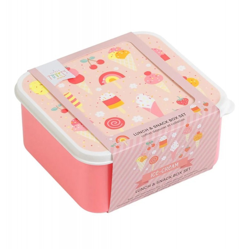 Set de 4 boîtes à tartines/goûter - Crème glacée Set de 4 boîtes à tartines/goûter - Crème glacée