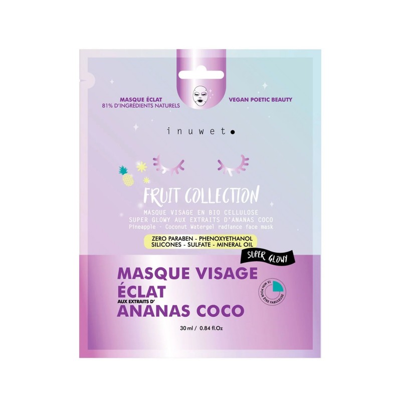 Masque visage Biocellulose - Eclat ananas coco