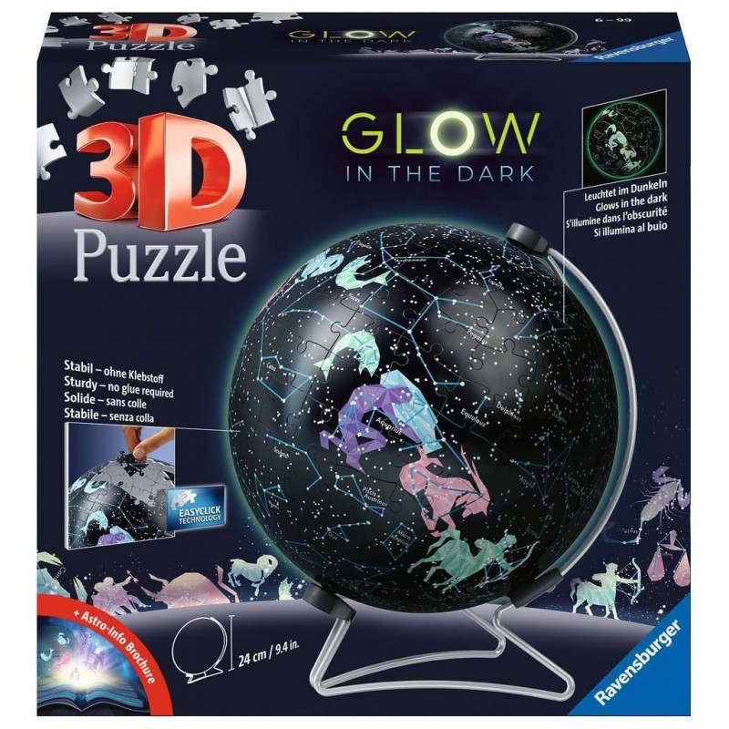 Puzzle 3D - Globe phosphorescent 180 pièces