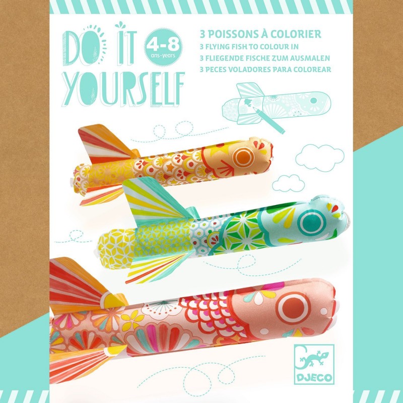 3 poissons volants à colorier DIY - Koinobori