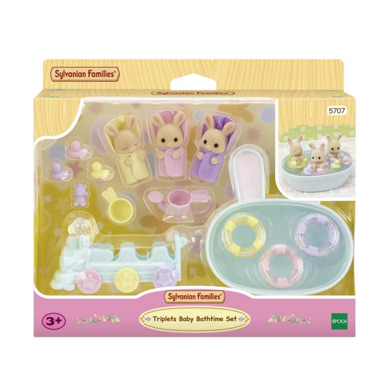 Triplés Lapin Crème et accessoires de bain - Sylvanian Families