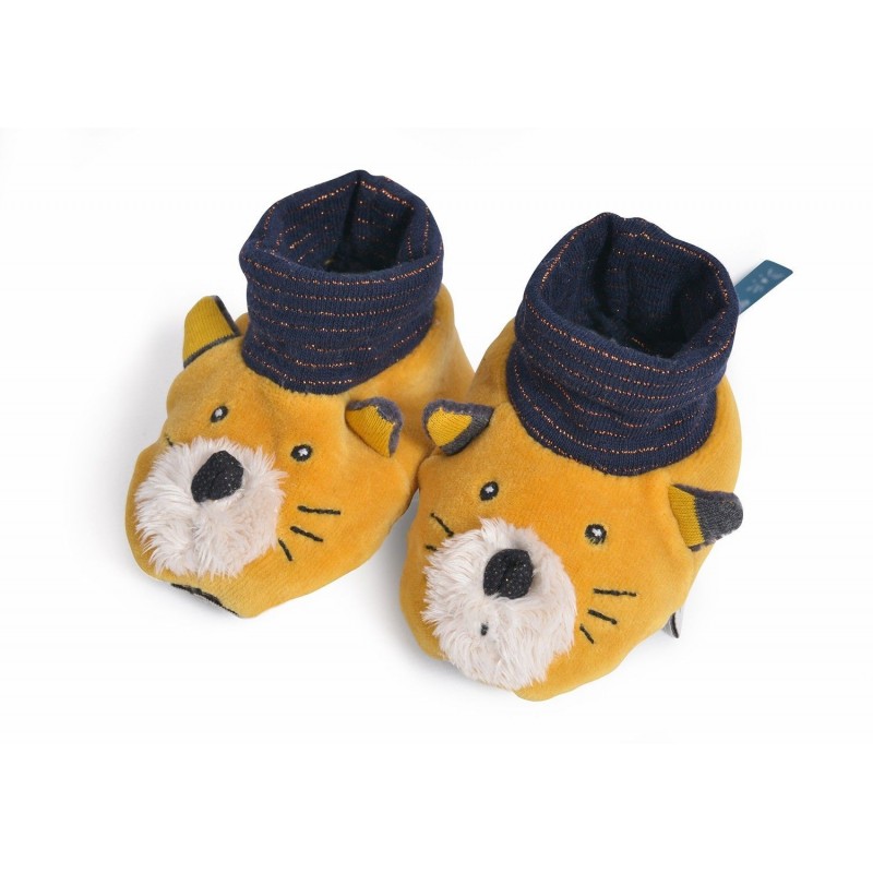 Chaussons chat moutarde Lulu - Les Moustaches