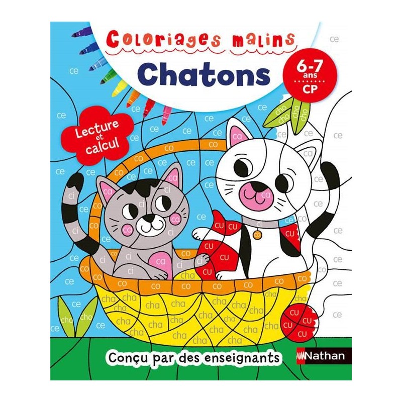Coloriages malins - Chatons : lecture et calcul (CP)