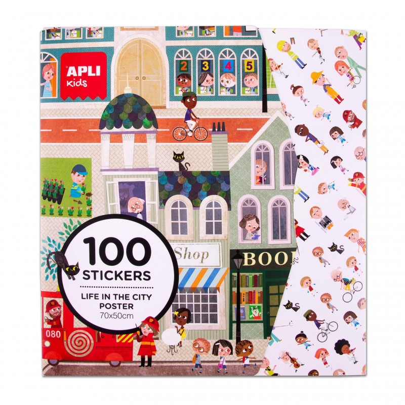 Poster géant avec 100 stickers - Vivre dans la ville