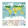 Poster géant avec 100 stickers - Carte du monde