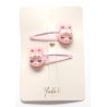 Barrettes Bella rose - Paire de lapins