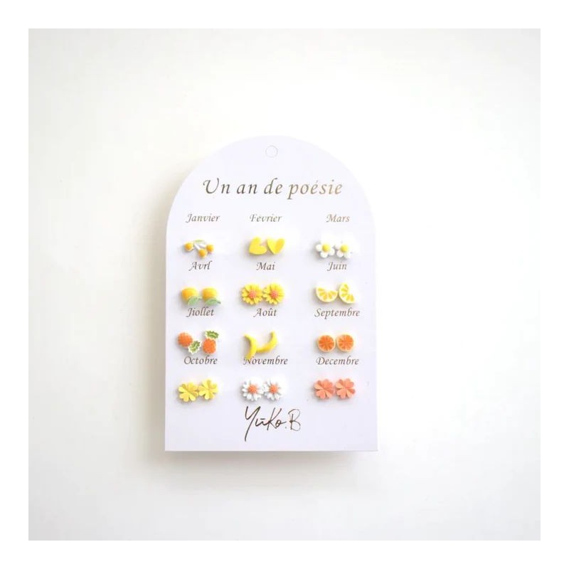 Un an de poésie - Boucles d'oreille orange/jaune