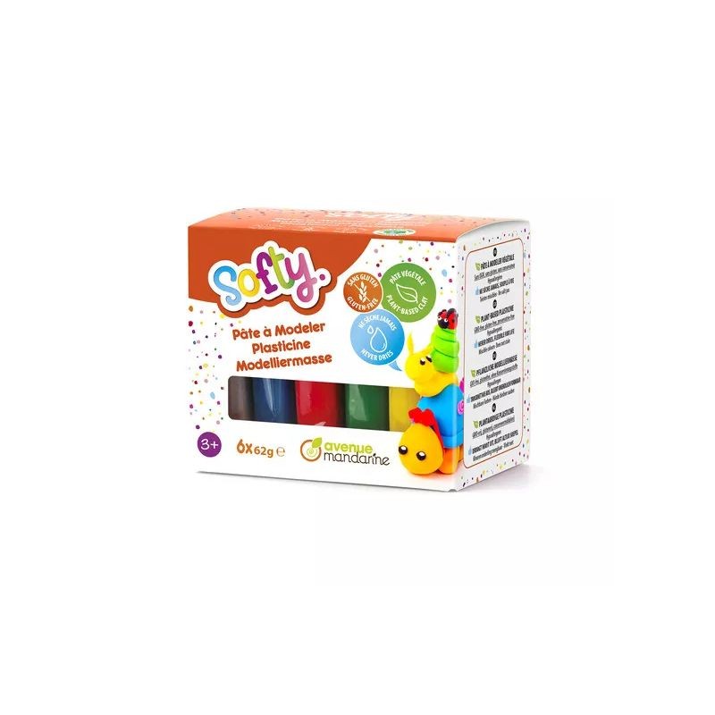 Pâte à modeler - Boite assortiment Softy 6 x 62 gr