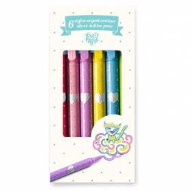 6 stylos argent - Contour