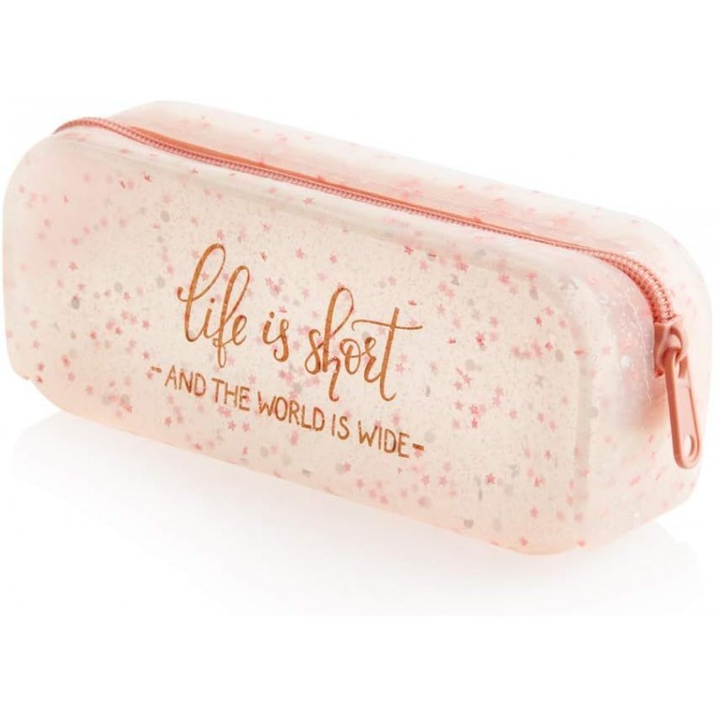 Trousse en silicone glitter rose