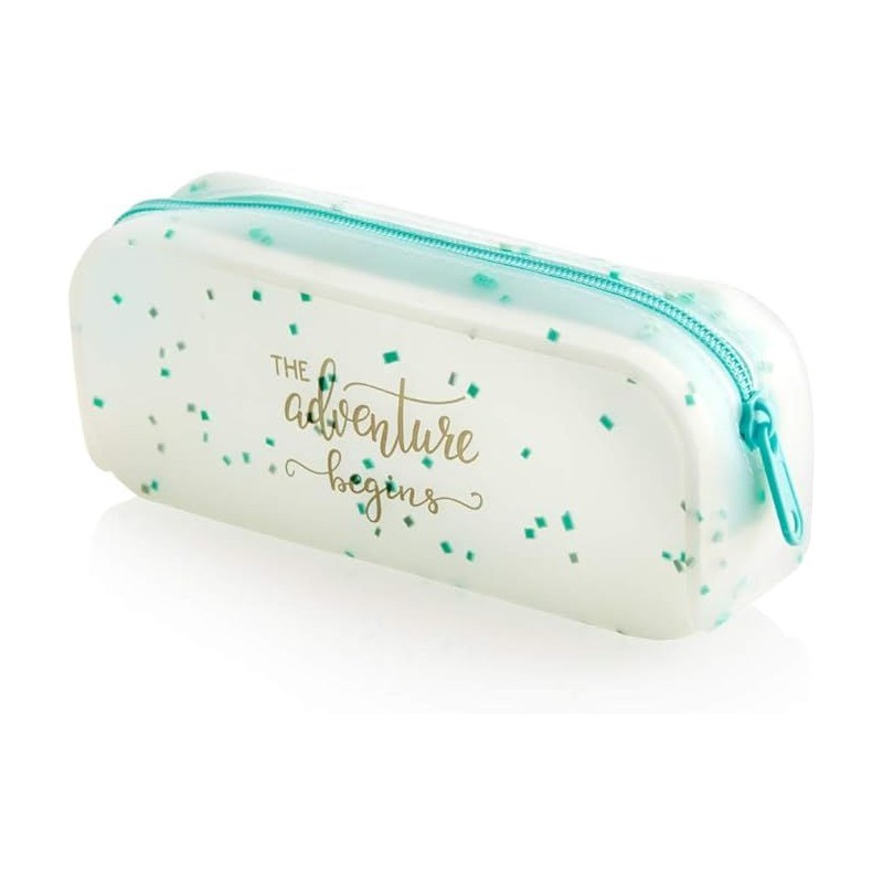 Trousse en silicone glitter vert