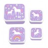 Set de 4 boîtes à tartines/goûter - Rêves de licorne