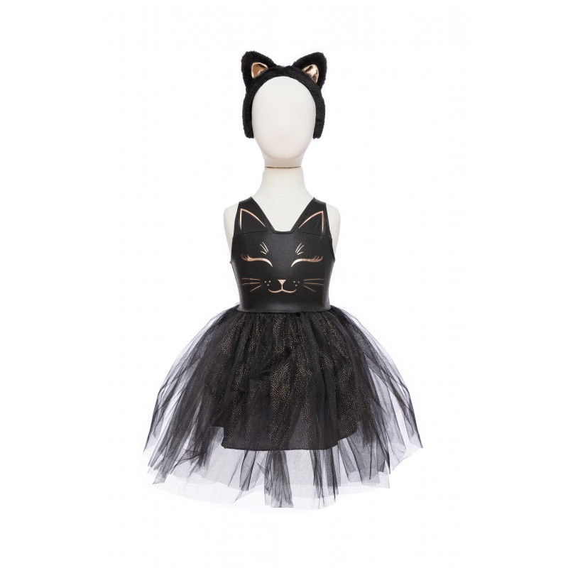 Robe de chat noir avec serre-tête, 3-4 ans