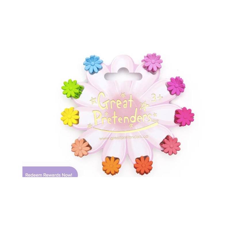 Set de 10 pinces fleurs multicolores Set de 10 pinces fleurs multicolores