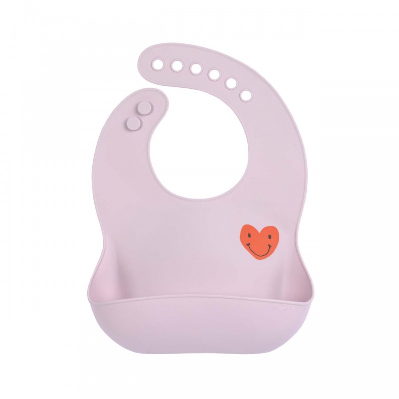 Bavoir en silicone avec poche - Happy Rascals Coeur