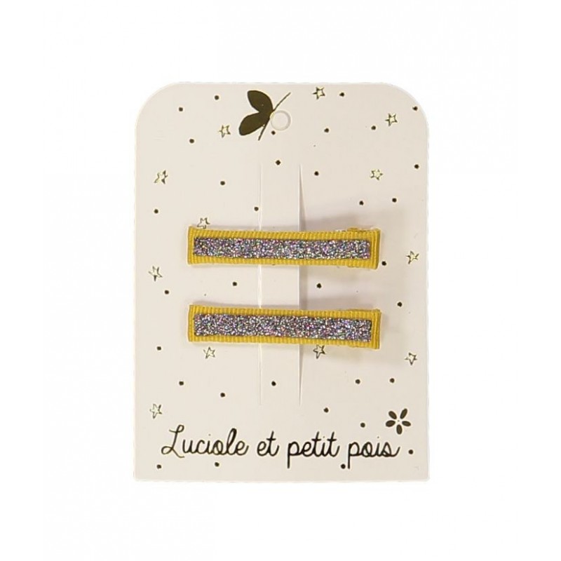 Barrettes pinces croco - Moutarde (paire)