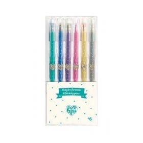 6 stylos gel pailletés