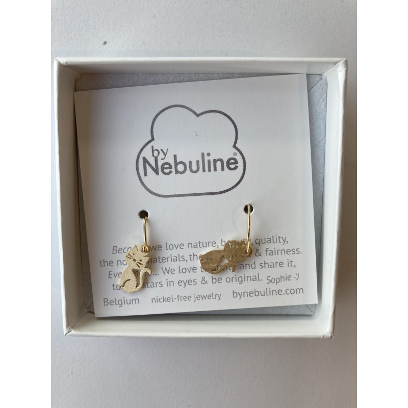 Boucles d'oreilles pendantes (or) - Chat