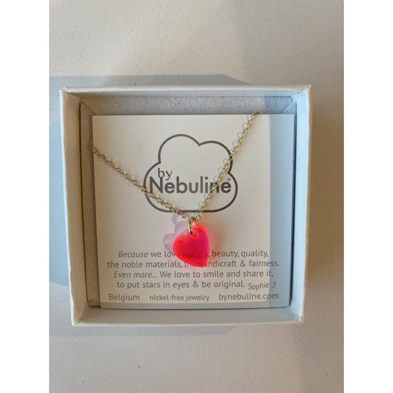 Collier (or) et pendentif en plexiglas - Coeur rose Collier (or) et pendentif en plexiglas - Coeur rose