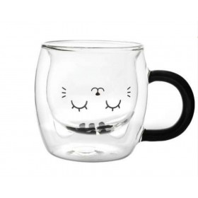 Tasse en verre - Chat gris