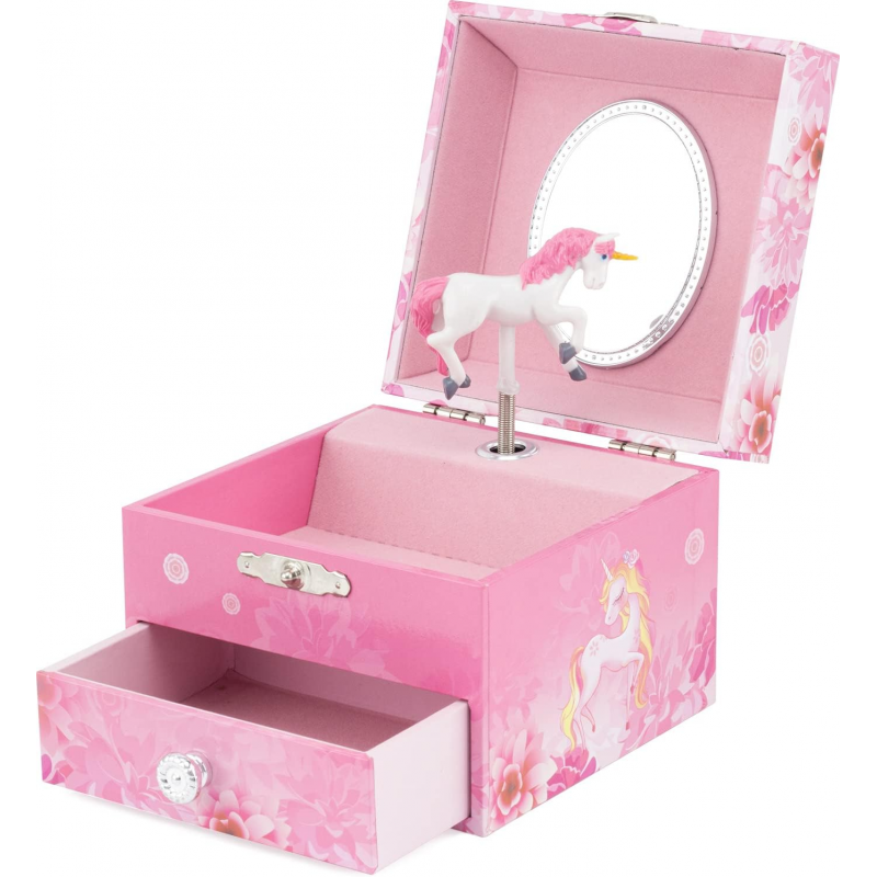 Coffre musical - Licorne fleurs Coffre musical - Licorne fleurs