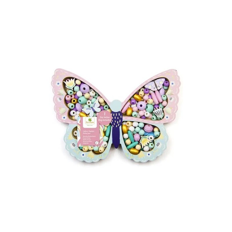 Coffret de perles en bois Papillon Coffret de perles en bois Papillon