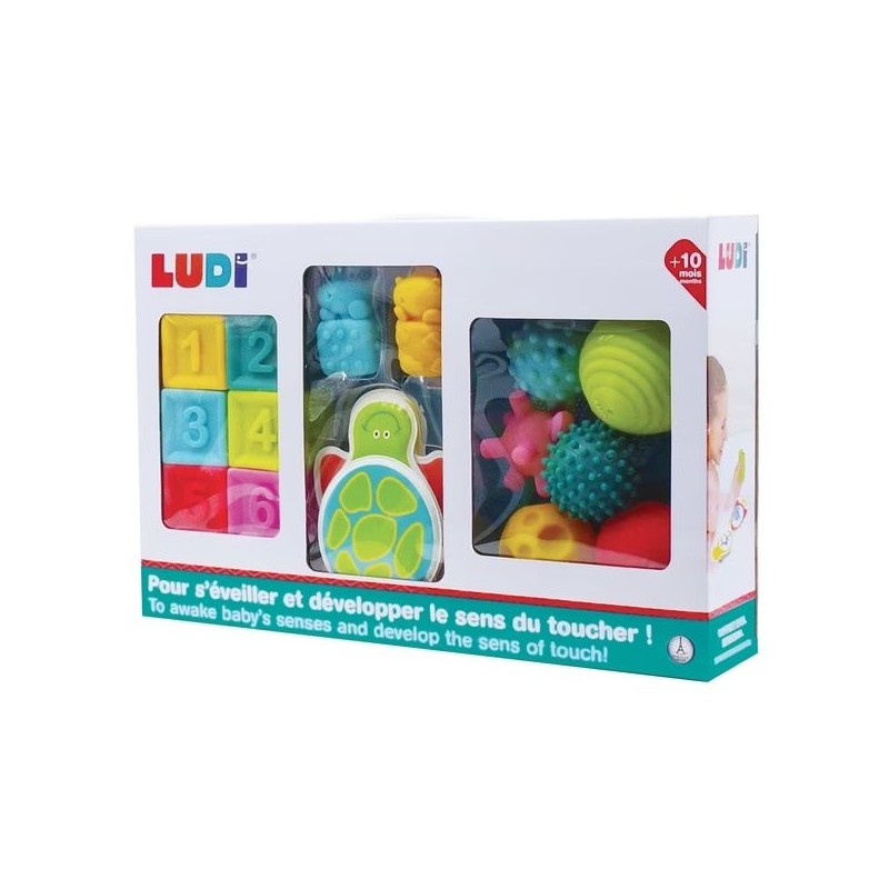 Coffret d'éveil, 6 boules, 6 cubes