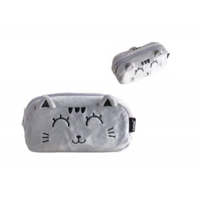 Trousse en peluche - Chat gris