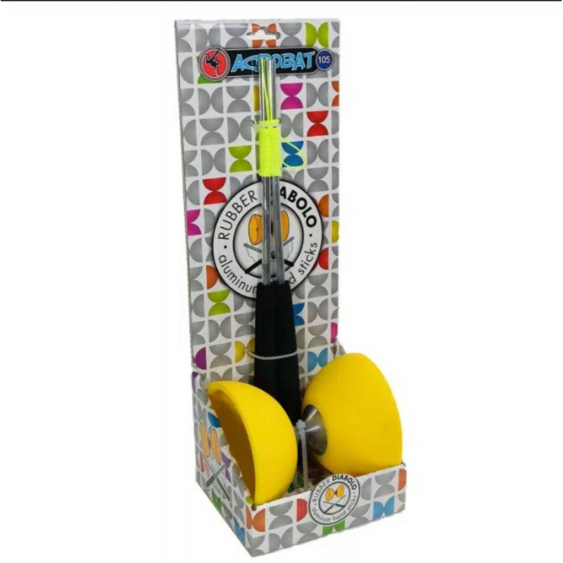 Set Acrobat 105 - Rubber Diabolo jaune Set Acrobat 105 - Rubber Diabolo jaune