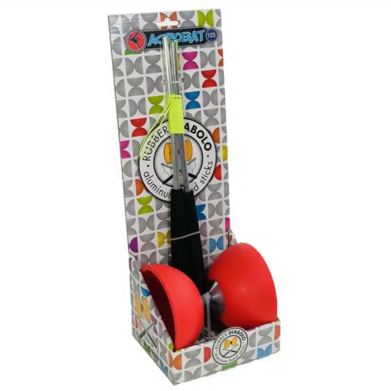 Set Acrobat 105 - Rubber Diabolo rouge Set Acrobat 105 - Rubber Diabolo rouge