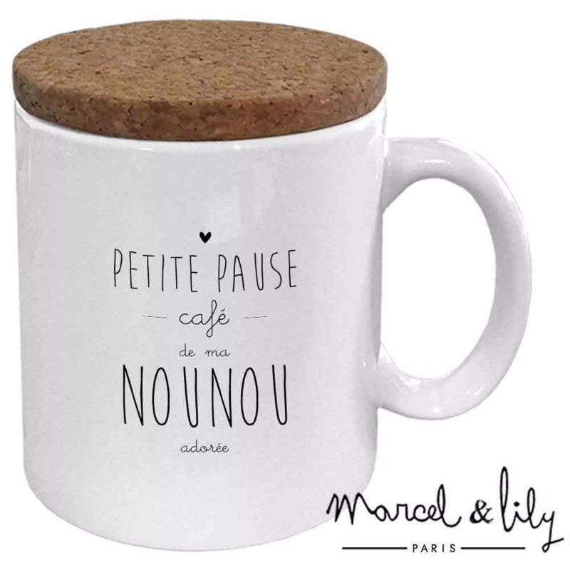Mug avec couvercle - Petite pause café de ma nounou adorée Mug avec couvercle - Petite pause café de ma nounou adorée