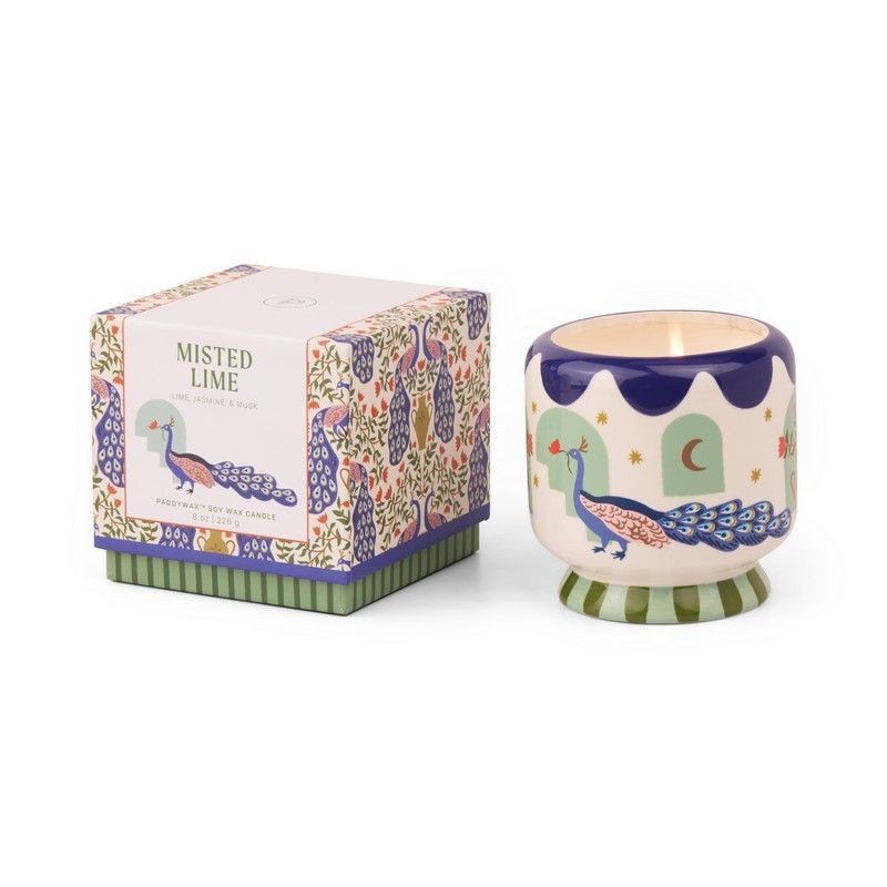 Bougie parfumée en céramique Paon - Brume de citron vert Bougie parfumée en céramique Paon - Brume de citron vert