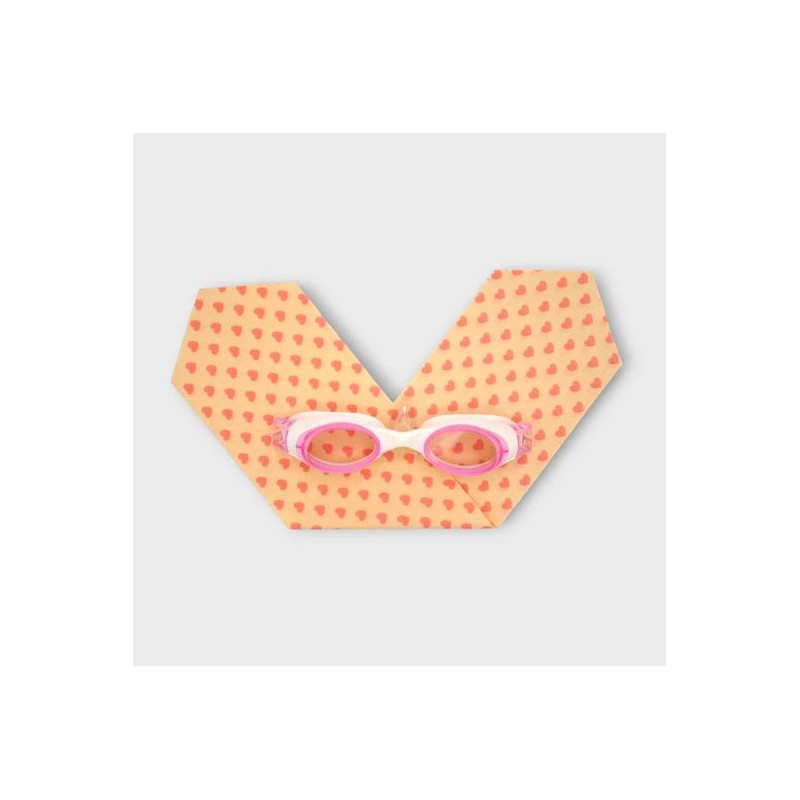 Lunettes de piscine avec bandeau enfants - Coeurs fond jaune Lunettes de piscine avec bandeau enfants - Coeurs fond jaune