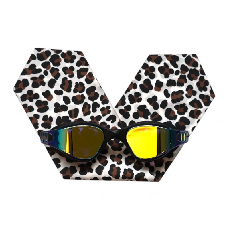Lunettes de piscine avec bandeau adultes - Léopard brun et noir Lunettes de piscine avec bandeau adultes - Léopard brun et noir