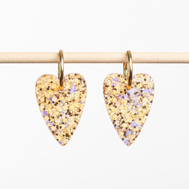 Boucles d'oreilles coeur - Pêche champagne Boucles d'oreilles coeur - Pêche champagne